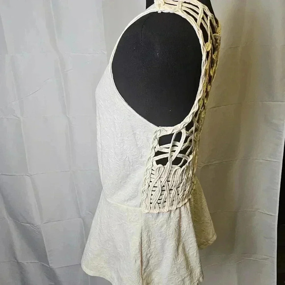 Free People Affairs‎ In Versailles Peplum,Macrame boho,hippiechic Tank SZ LARGE - Picture 5 of 9